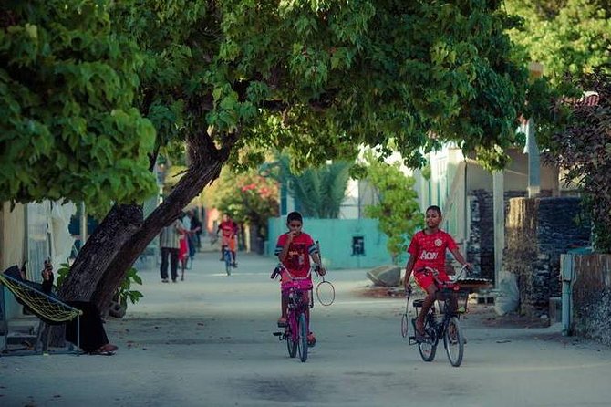 A street on an inhabited Maldivian island